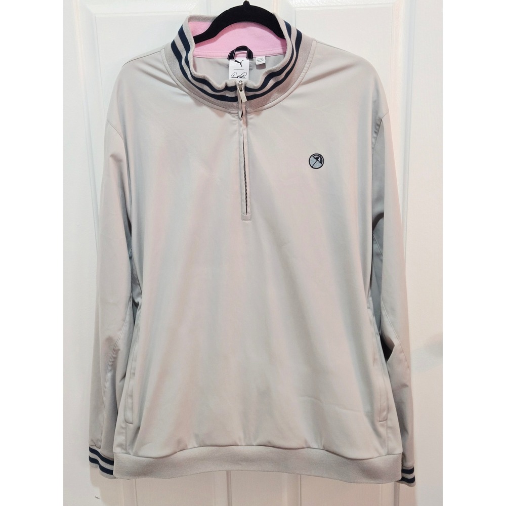 Puma Arnold Palmer Golf Pullover Mens XXL Gray 1/4 Zip Jacket Umbrella Logo